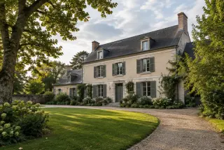 La maison de George Sand à Nohant vue depuis son jardin, sous une lumière douce de fin d’après-midi.